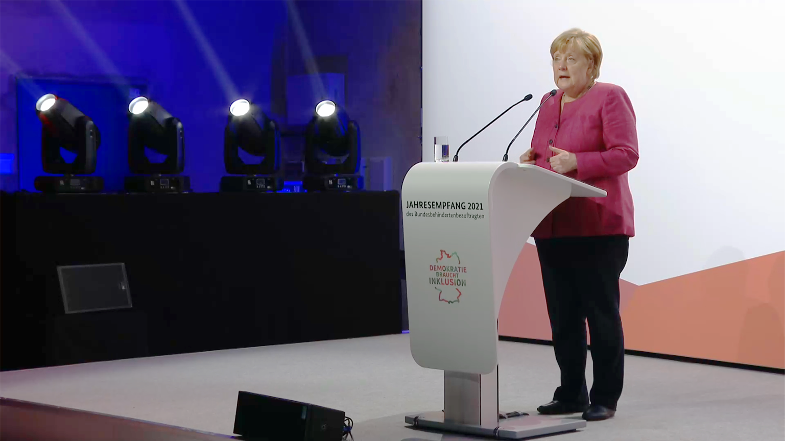 Angela Merkel beim Jahresauftakt des behindertenbeauftragten 2021 in Berlin